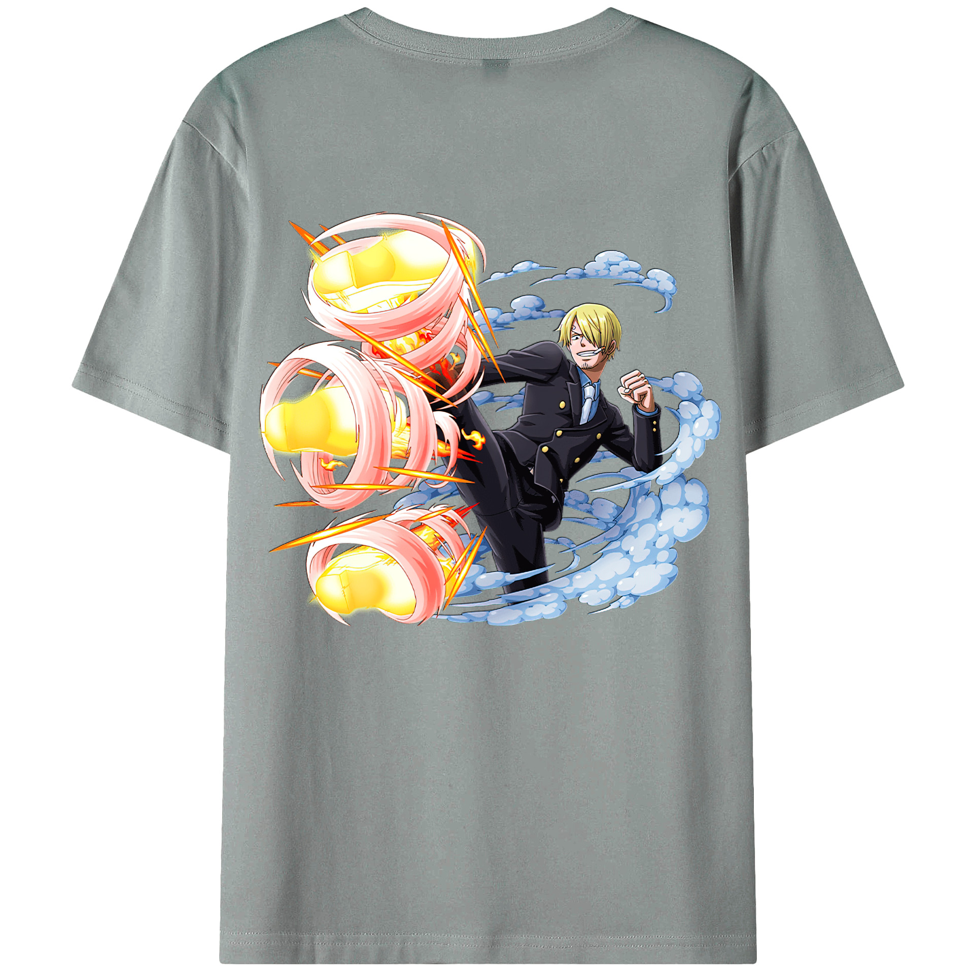 （画像用） ワンピース サンジ ONE PIECE Sanji 綿100％ メンズ半袖Tシャツ（バックプリント） 通気性